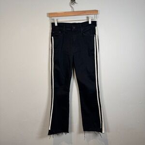 MOTHER The Insider Crop Jeans Size 26 Step Fray Guilty Racer Black‎ Tux Stripe